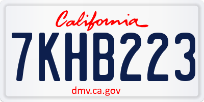 CA license plate 7KHB223