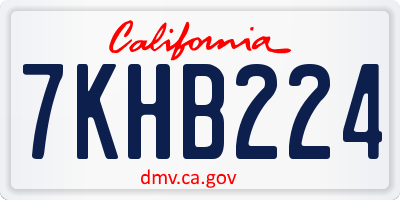 CA license plate 7KHB224