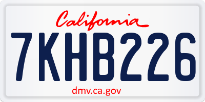 CA license plate 7KHB226