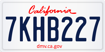 CA license plate 7KHB227