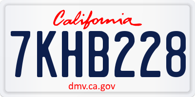 CA license plate 7KHB228
