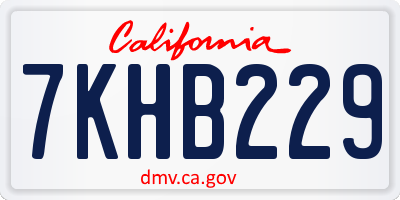CA license plate 7KHB229