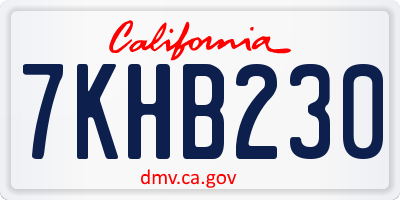CA license plate 7KHB230