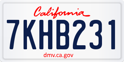 CA license plate 7KHB231