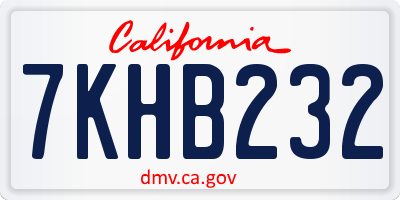 CA license plate 7KHB232