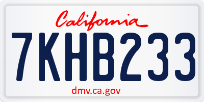 CA license plate 7KHB233