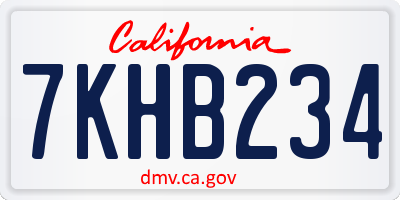 CA license plate 7KHB234
