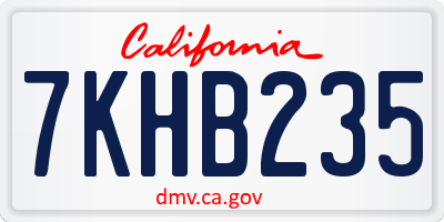 CA license plate 7KHB235
