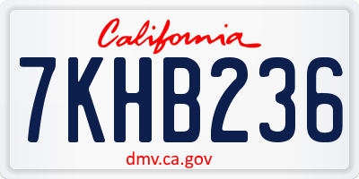 CA license plate 7KHB236