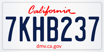 CA license plate 7KHB237