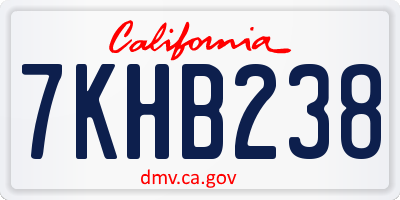 CA license plate 7KHB238