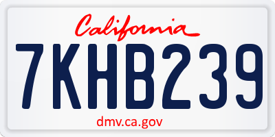 CA license plate 7KHB239