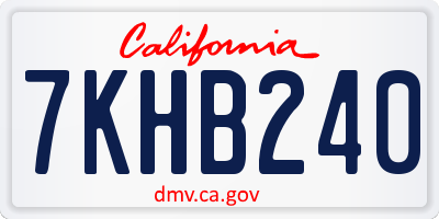 CA license plate 7KHB240