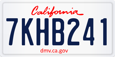 CA license plate 7KHB241