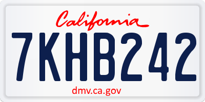 CA license plate 7KHB242