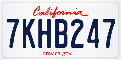 CA license plate 7KHB247