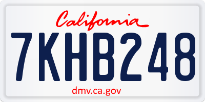 CA license plate 7KHB248