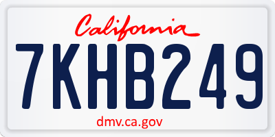 CA license plate 7KHB249