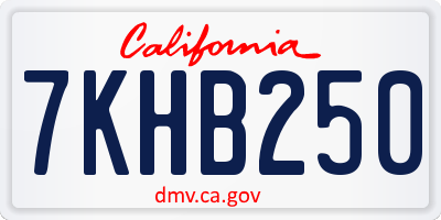 CA license plate 7KHB250