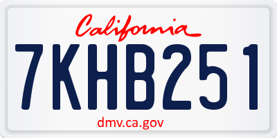 CA license plate 7KHB251