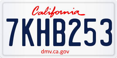 CA license plate 7KHB253
