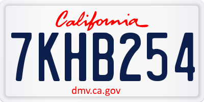 CA license plate 7KHB254