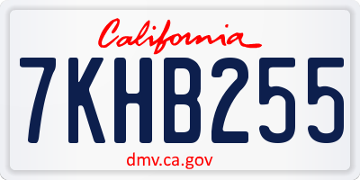 CA license plate 7KHB255