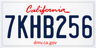 CA license plate 7KHB256