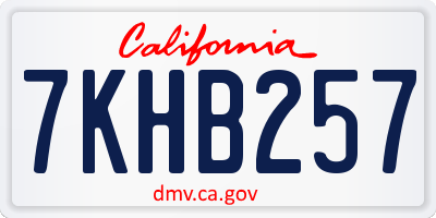 CA license plate 7KHB257