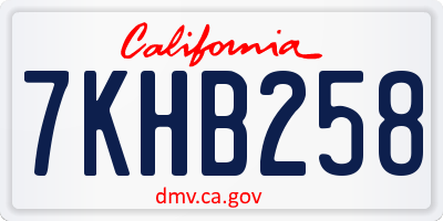 CA license plate 7KHB258