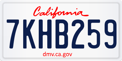 CA license plate 7KHB259