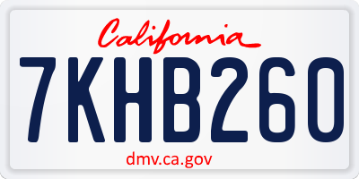 CA license plate 7KHB260