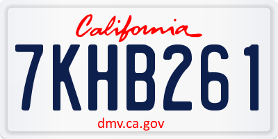 CA license plate 7KHB261
