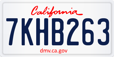 CA license plate 7KHB263