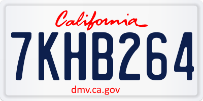 CA license plate 7KHB264