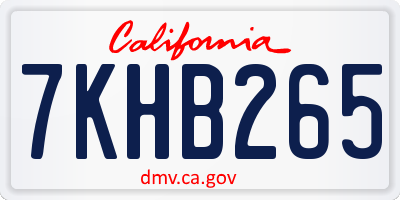 CA license plate 7KHB265