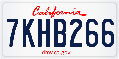 CA license plate 7KHB266