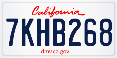 CA license plate 7KHB268