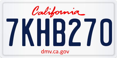 CA license plate 7KHB270