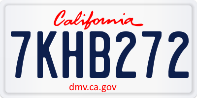 CA license plate 7KHB272
