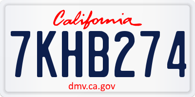 CA license plate 7KHB274