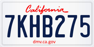 CA license plate 7KHB275