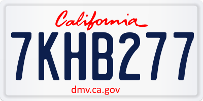 CA license plate 7KHB277