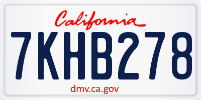 CA license plate 7KHB278