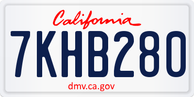 CA license plate 7KHB280