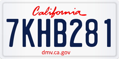 CA license plate 7KHB281