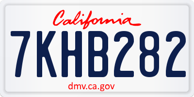 CA license plate 7KHB282