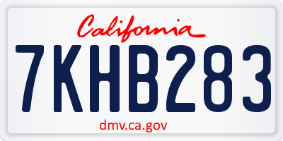 CA license plate 7KHB283