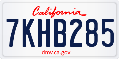 CA license plate 7KHB285