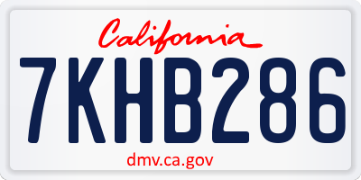 CA license plate 7KHB286